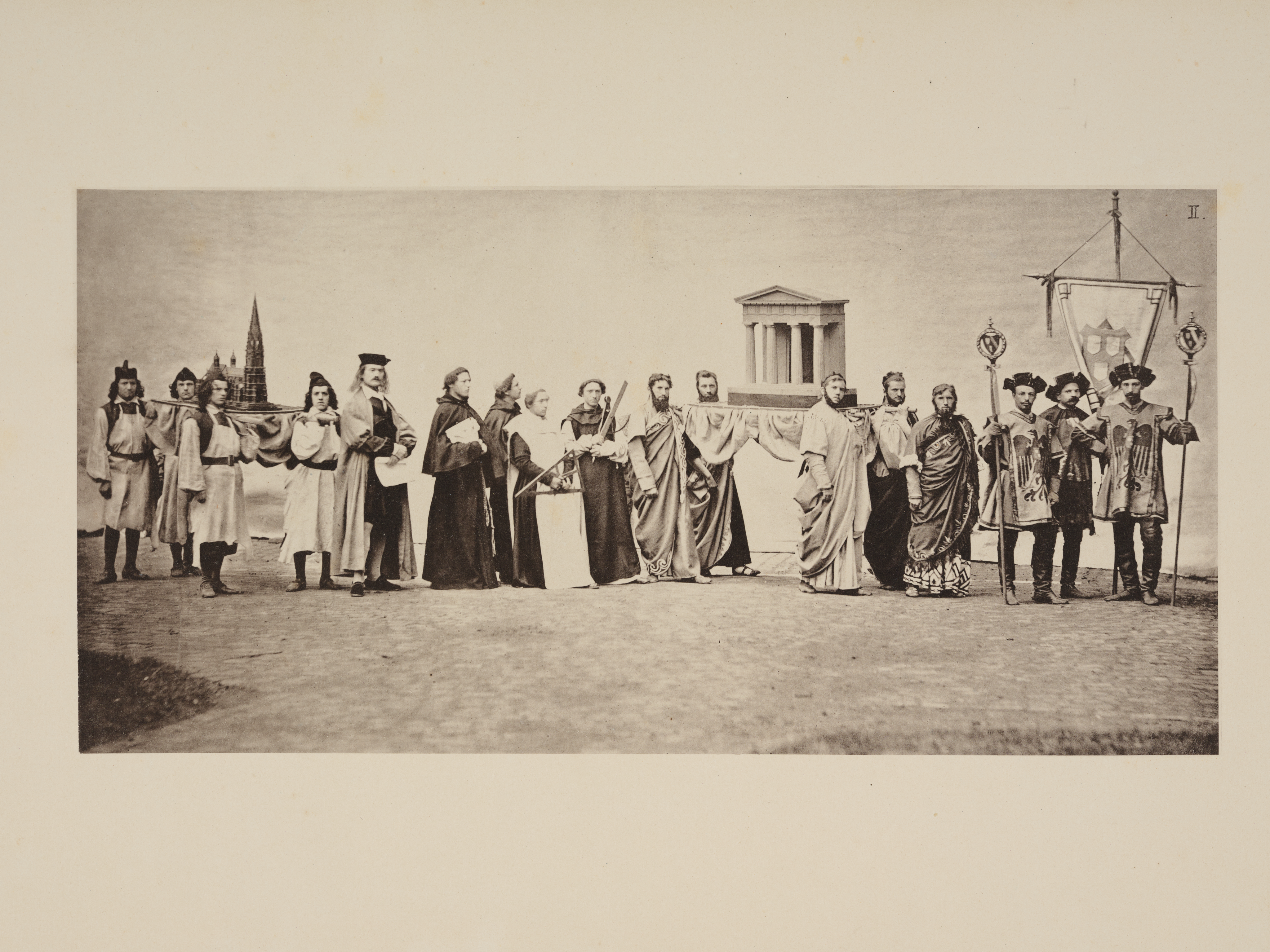 Print: "Festzug der Studirenden des Polytechnikum zu Karlsruhe [...]", here:  Department of Architecture, part 1. Photograph: Amadeus Bramsiepe and Jonas Zilius.