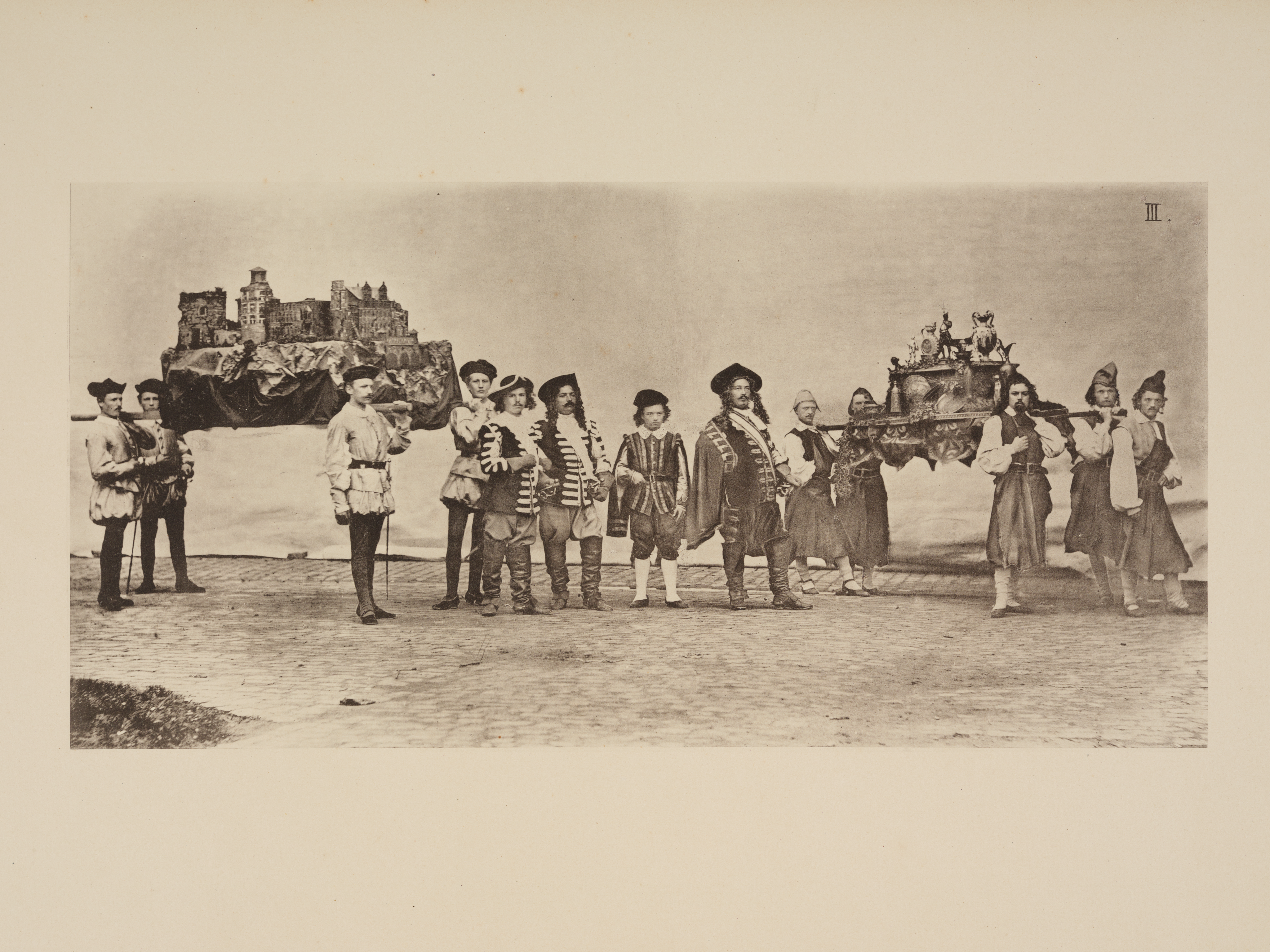 Print: Festzug der Studirenden des Polytechnikum zu Karlsruhe [...], Karlsruhe (1877), here: Department of architects, part 2. photograph: Amadeus Bramsiepe and Jonas Zilius.