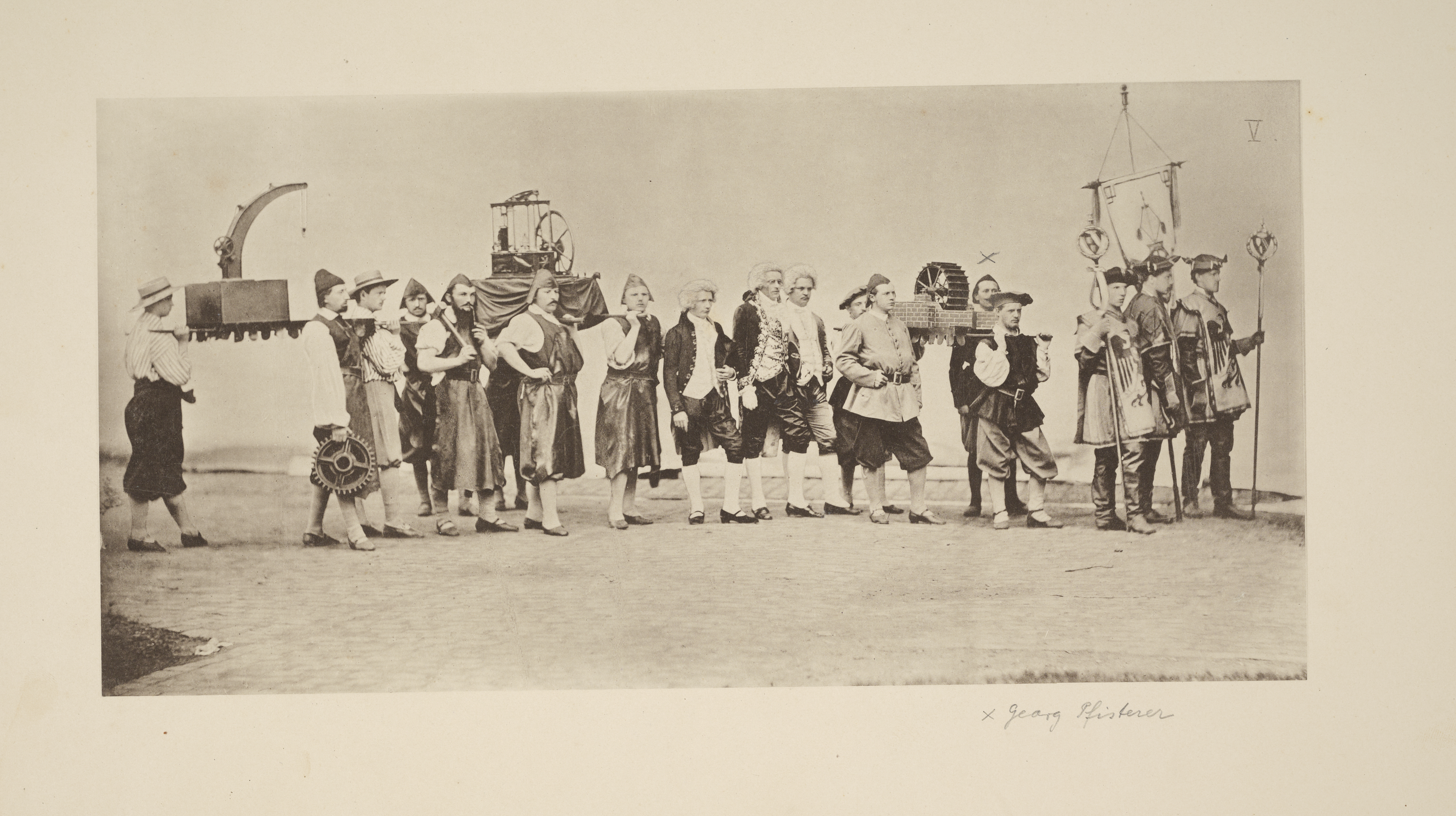 Print: "Festzug der Studirenden des Polytechnikum zu Karlsruhe [...]", here:  Department of Mechanical Engineering. Photograph: Amadeus Bramsiepe and Jonas Zilius.