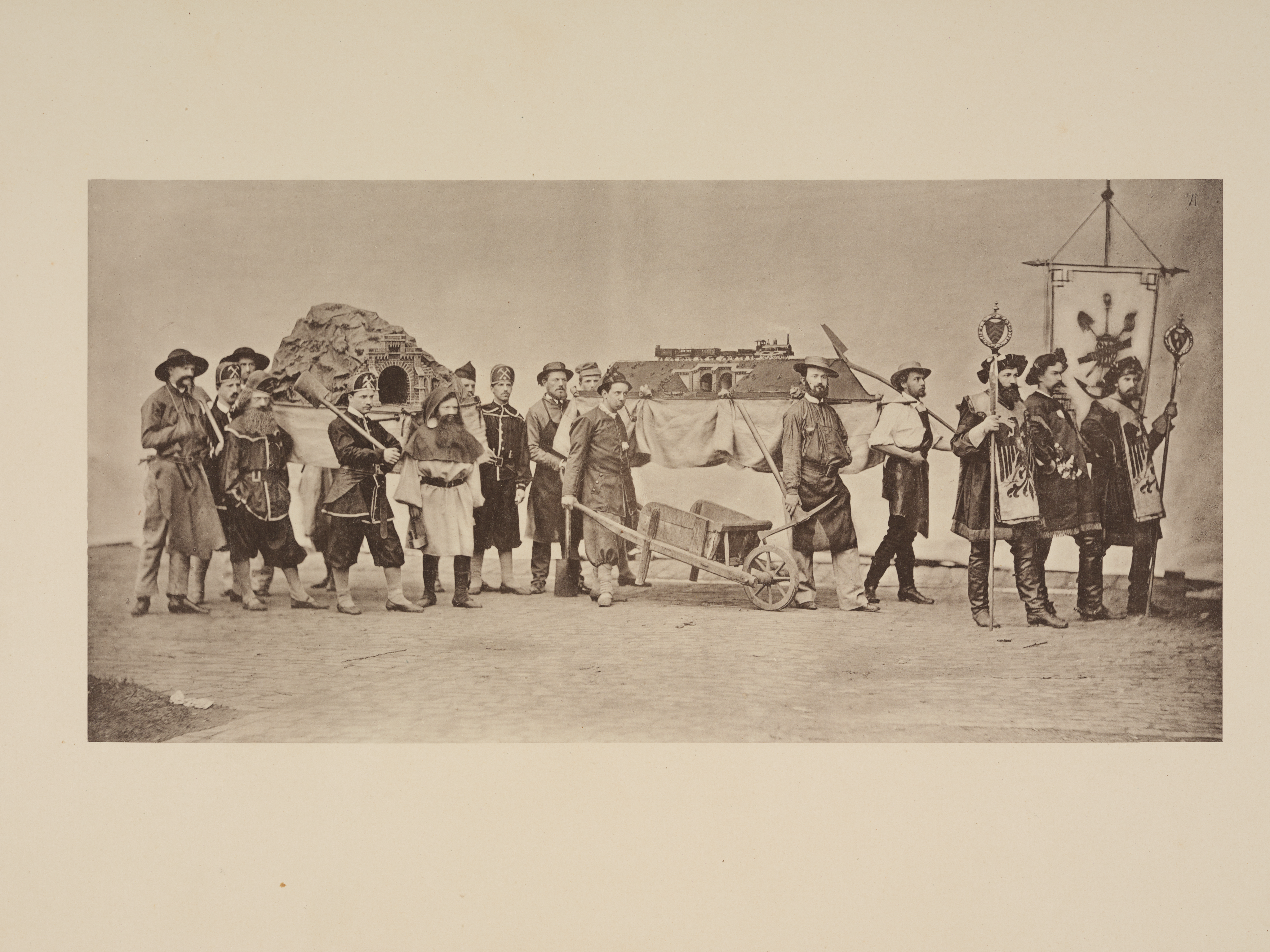 Print: "Festzug der Studirenden des Polytechnikum zu Karlsruhe [...]", here:  Department of Civil Engineering, part 1. Photograph: Amadeus Bramsiepe and Jonas Zilius.
