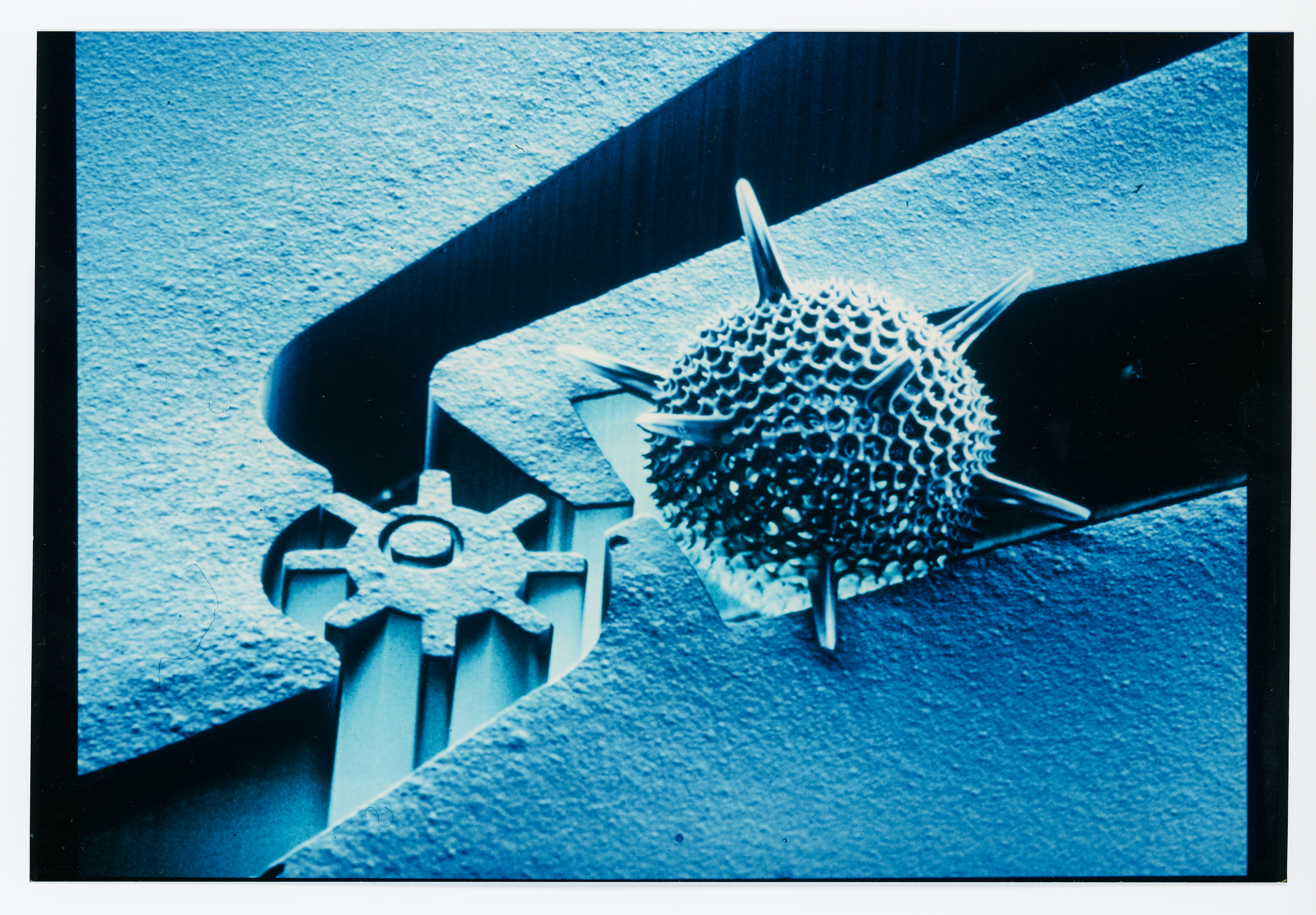 Scanning electron microscope image of a micro gearwheel, 1990, photographer unknown. KIT Archives 28028/19374.