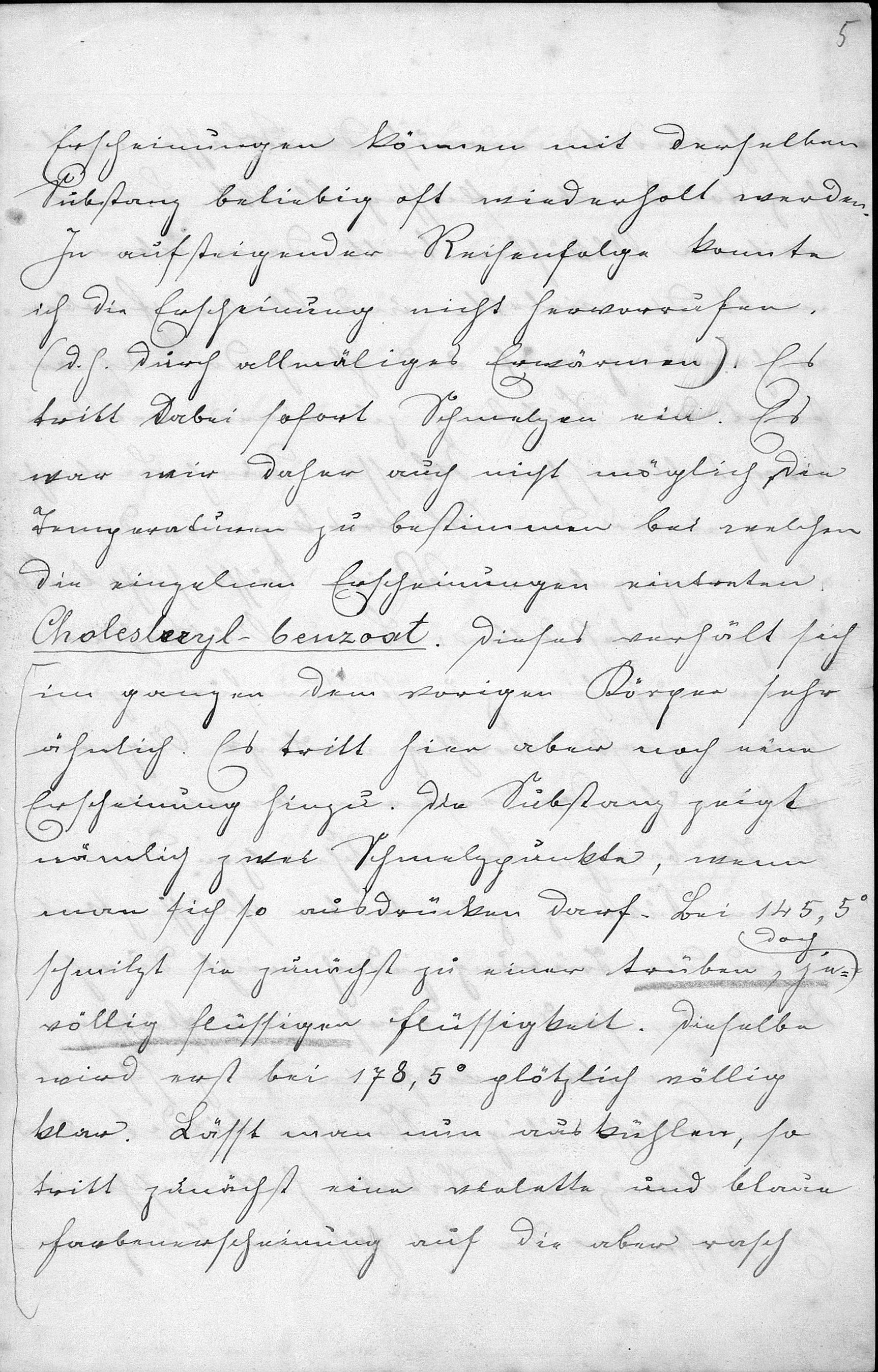 Friedrich Reinitzer an Otto Lehmann mit der ersten Beobachtung von Flüssigkristallen, 14.03.1888, Seite 5.