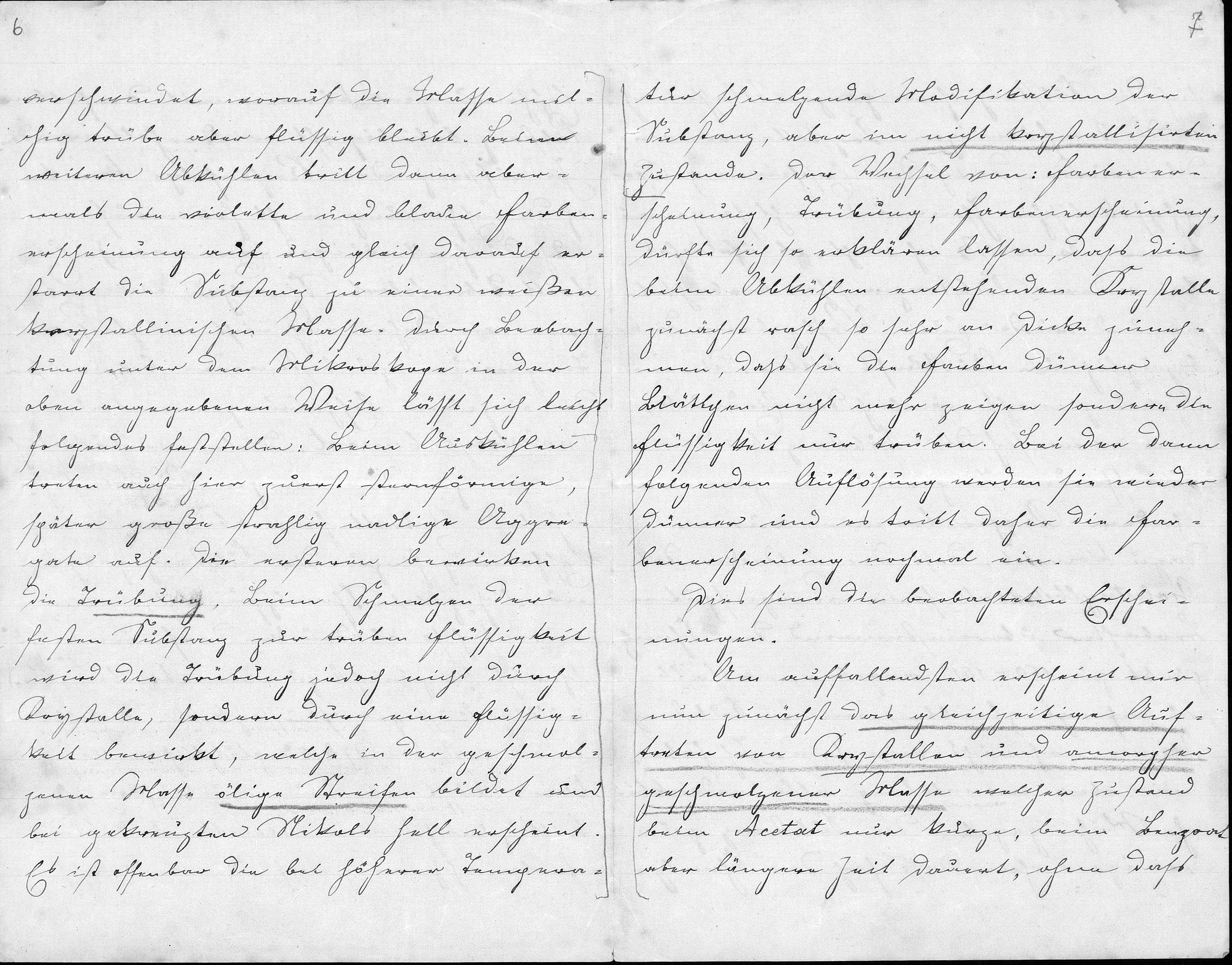 Friedrich Reinitzer an Otto Lehmann mit der ersten Beobachtung von Flüssigkristallen, 14.03.1888, Seite 6-7.