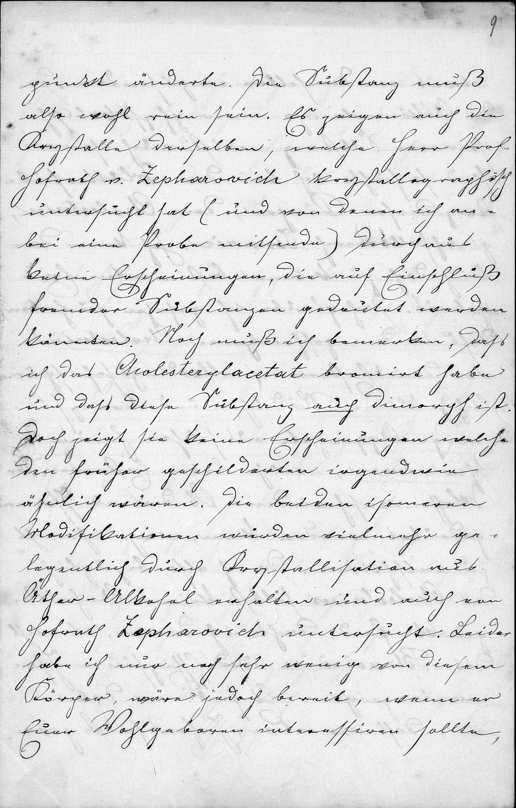 Friedrich Reinitzer an Otto Lehmann mit der ersten Beobachtung eines Flüssigkristalls, 14.03.1888, Seite 9.