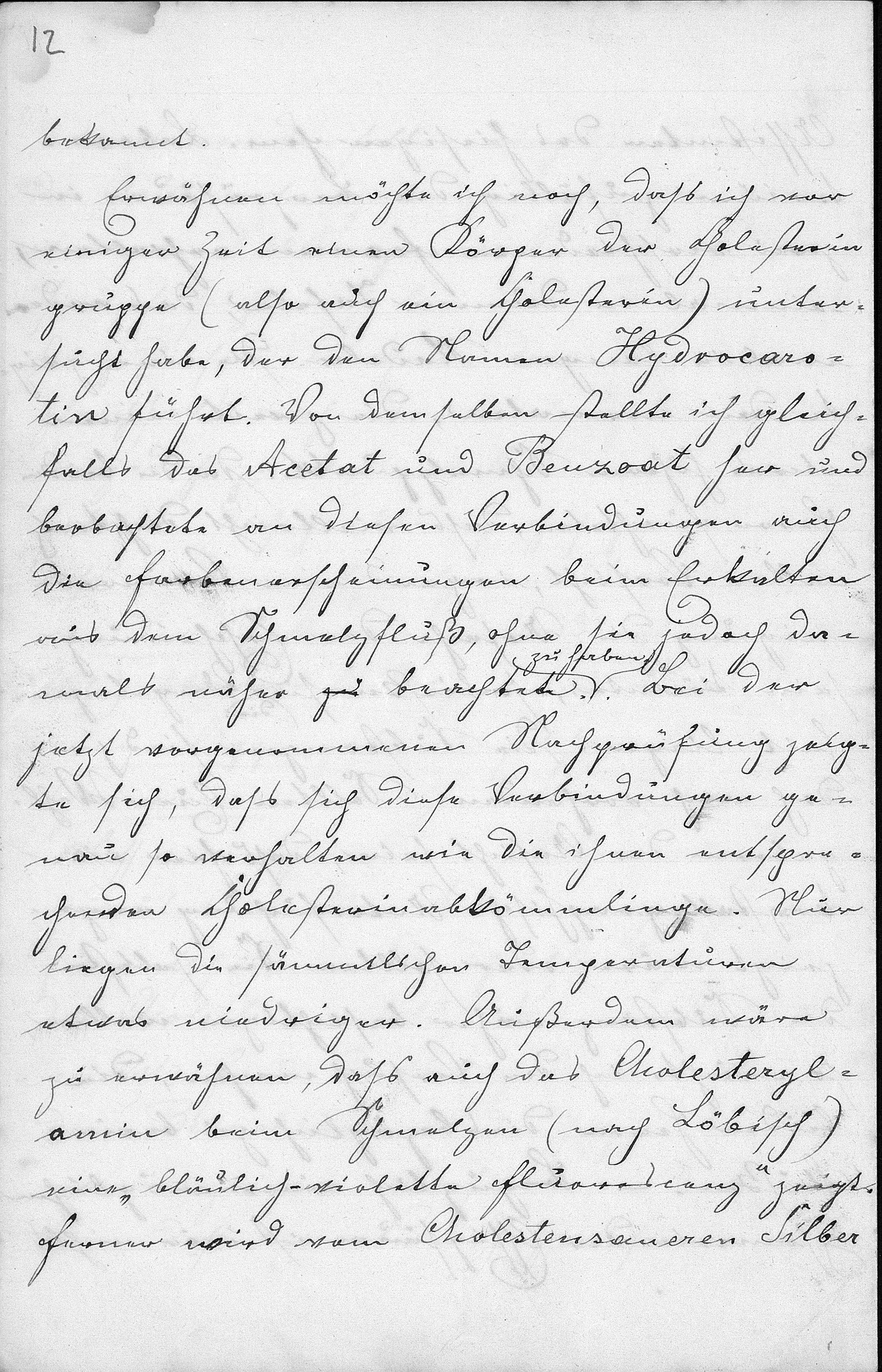 Friedrich Reinitzer an Otto Lehmann mit der ersten Beobachtung eines Flüssigkristalls, 14.03.1888, Seite 12.