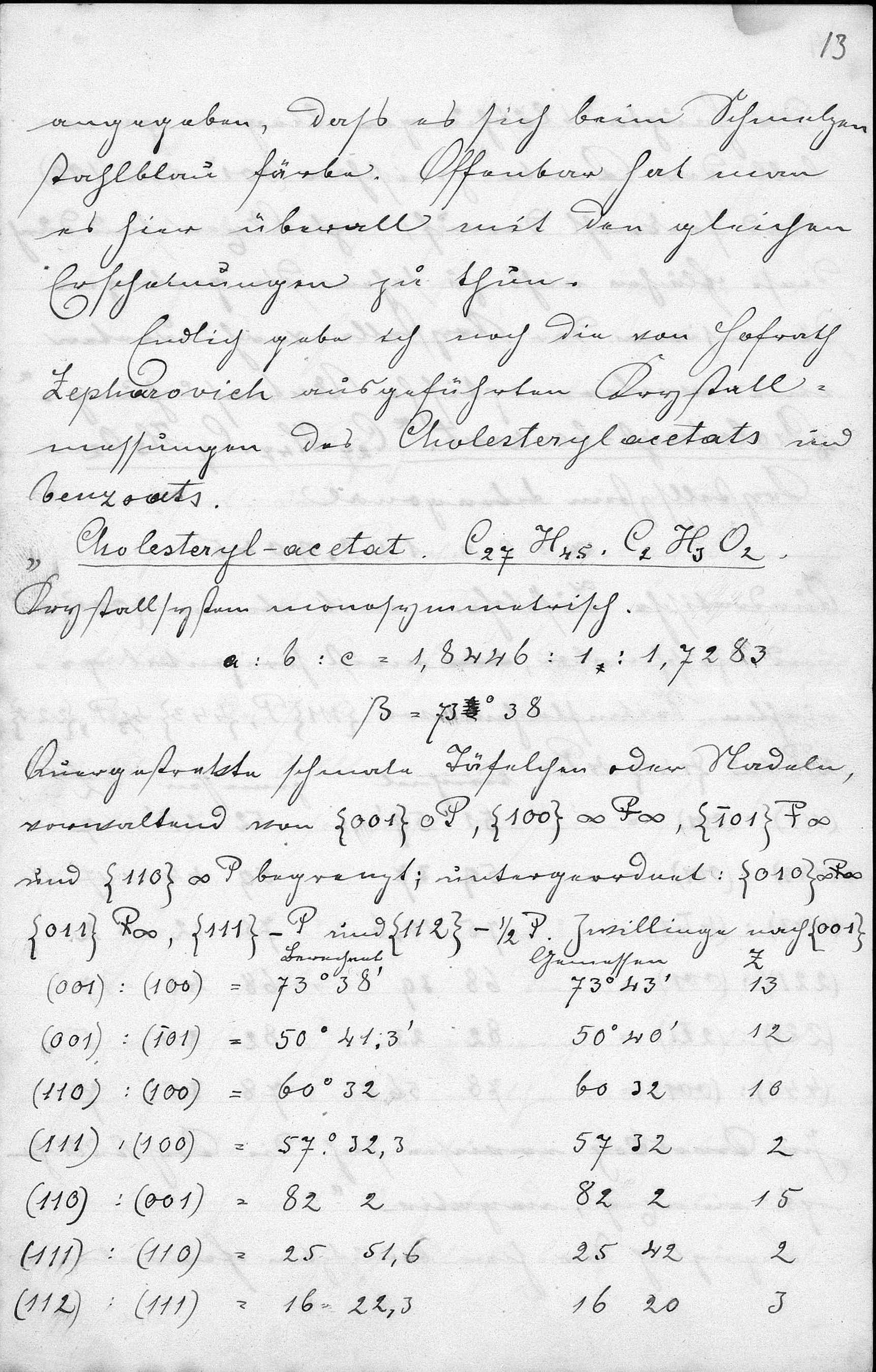 Friedrich Reinitzer an Otto Lehmann mit der ersten Beobachtung eines Flüssigkristalls, 14.03.1888, Seite 13.